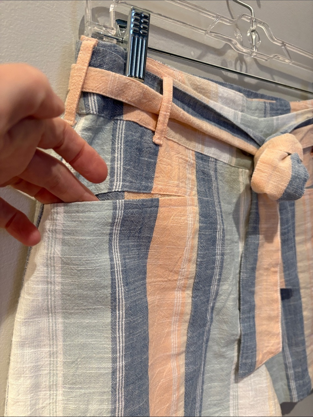 NWOT - Striped 100% Cotton High-Waisted Tie-Belt Shorts - Picture 4 of 7